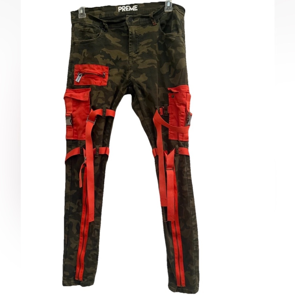 Preme Denim Jeans Men’s 36x33 Male Camo Distressed Skinny.